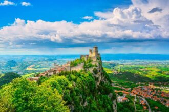 Panoramic View Of San Marino, A Country Surrounded By Italy