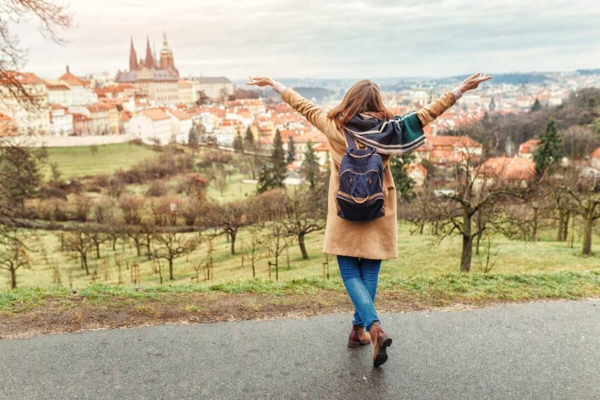 A Young Woman Looking Happy In Europe In Winter