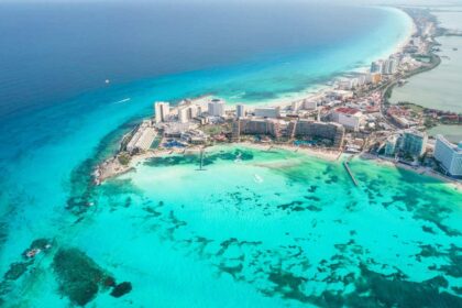 Panoramic View Of Cancun Hotel Zone, Mexico