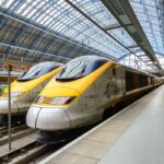 Eurostar trains in St Pancras Station, London