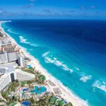 Aerial View Of The Hotel Zone In Cancun, Mexico