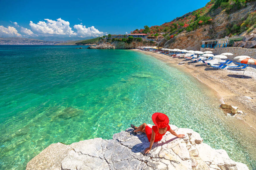 Tourist At The Beach Near Vlore In Albania