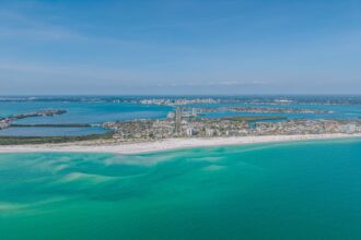 Aerial view of Sarasota coastline