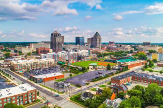 Skyline of Greensboro, NC on nice day