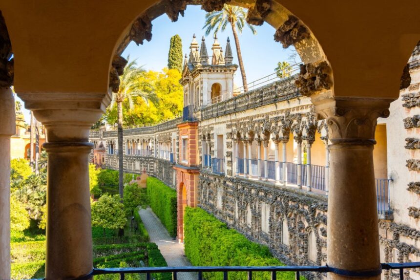 Seville Alcazar gardens in Andalusia, Spain