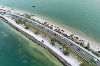 Aerial view of Dunedin Causeway in Florida