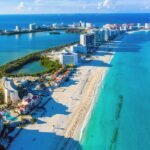 Aerial View Of The Cancun Hotel Zone, Mexico