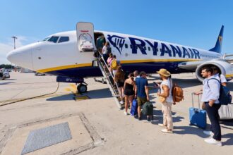 Passengers Boarding A Ryanair Flight