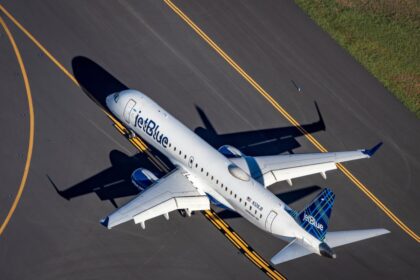 JetBlue plane on runway