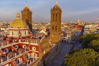 Aerial Panoramic View Of Puebla, Mexico
