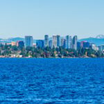 A view of the Bellevue skyline acroos Lake Washington.