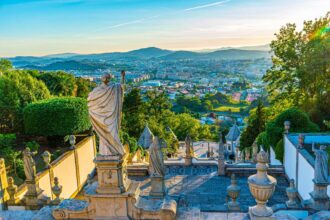 Braga Seen From Atop Its Landmark Staircase, Portugal