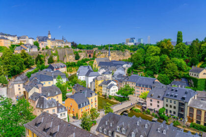 Panoramic View Of The Grund In Luxembourg City, Luxembourg, Central Europe