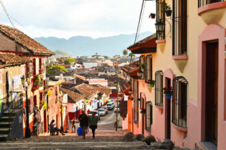 Picturesque Colonial Street In San Cristobal De Las Casas, Mexico