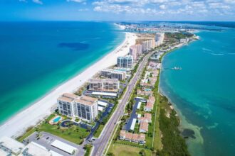 Aerial View Of The Beach Strip In St Petersburg, Florida