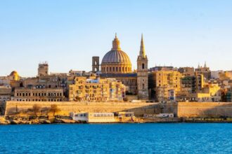 La Valletta Seen From Across The Bay In St. Julians, Malta