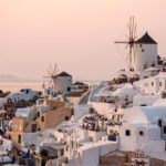 Oia Seen From Oia Castle In Santorini, Greece