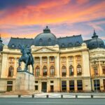 Bucharest National Library at twilight