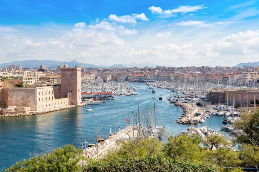 Saint Jean Castle and Cathedral de la Major and the Vieux port in Marseille