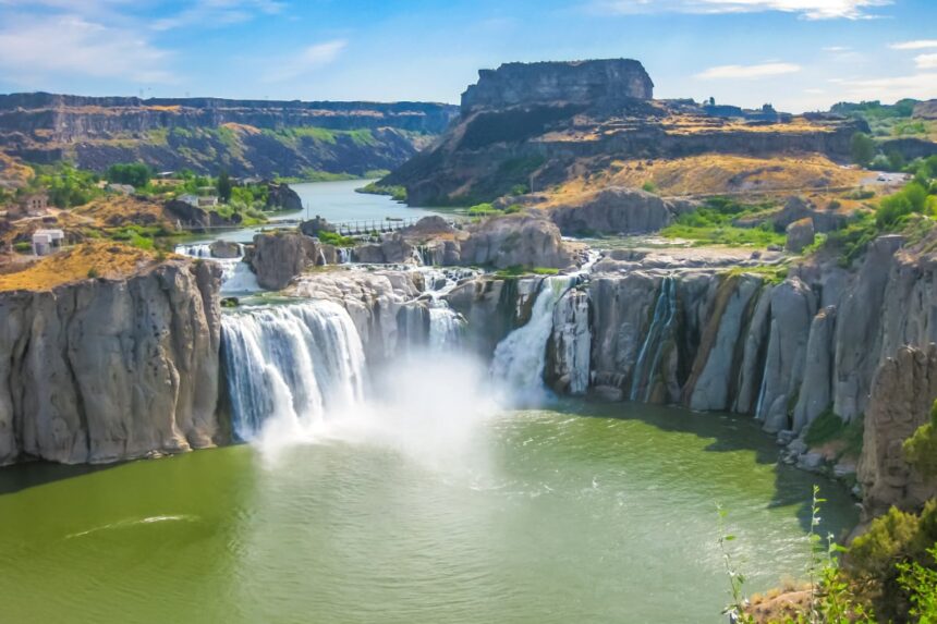 Spectacular aerial view of Shoshone Falls in Idaho