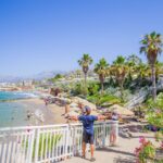 Beautiful panorama of the promenade and beach of Hersonissos, Greece