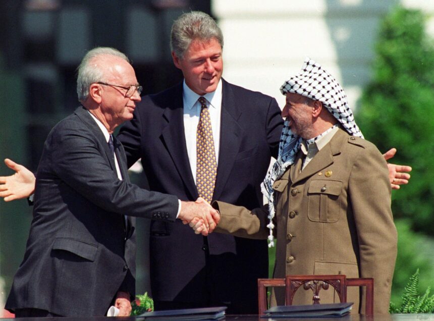 September 13, Rabin and Arafat sign Oslo Accord