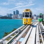 Capsule train on coast of Busan, South Korea