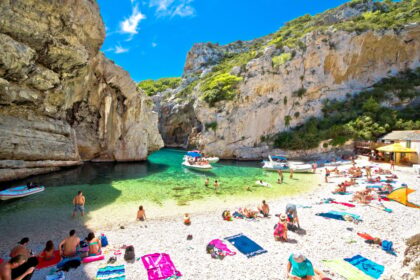 Beachgoers in Vis, Croatia