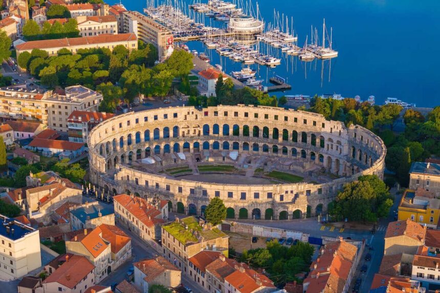 Aerial Panoramic Of Pula, Croatia