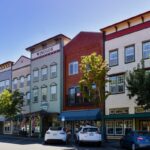 Row of colorful storefronts in Windsor, CA