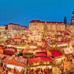 Panoramic View Of The Christmas Market In Dresden, Germany