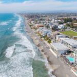 Aerial view of coastline in Carlsbad, CA