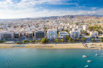 Cityscape and golden shores of Limassol, Cyprus