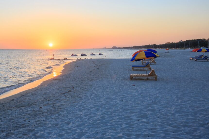 Sunset over Biloxi beach