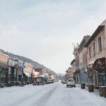 Snow-covered streets in Idaho Springs, CO