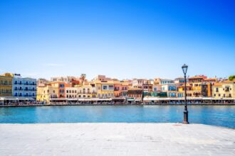 Colorful harbor in Chania, Greece
