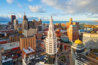 Buffalo, New York, USA downtown city skyline.