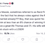 Trump's Criticism Of Thomas Massie's Marriage Sparks Backlash