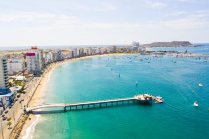 Aerial view of Salinas, Ecuador coastline