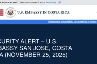 U.S. Embassy in Costa Rica Warns of Rising Crime Against Foreigners
