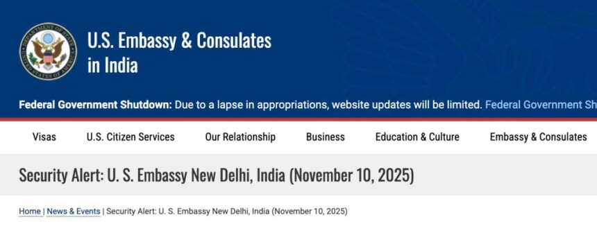 U.S. Embassy in New Delhi Issues Travel Warning Over Explosion in New Delhi