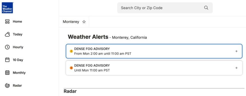 Dense Fog Advisory from Big Sur to Bay Area Puts Drivers on Alert