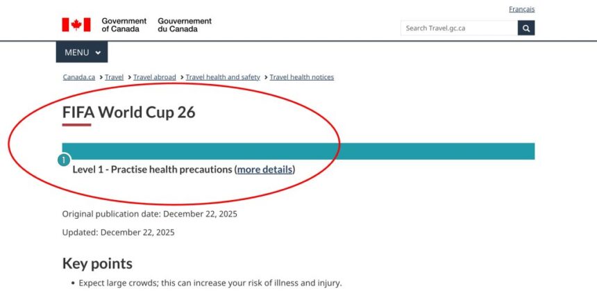 Canada Issues Health Warning for U.S. Travel Ahead of 2026