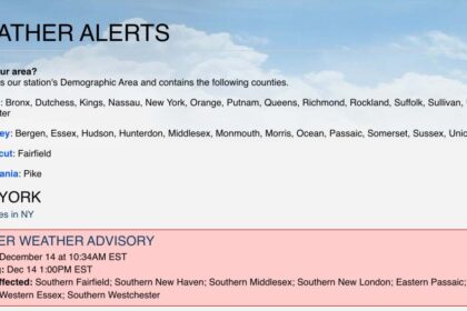 First Heavy Snowfall Brings Winter Weather Alerts in New York and New Jersey