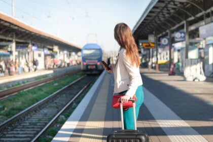 Female passenger at undisclosed train station