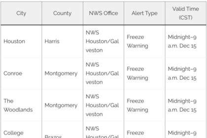 These 17 Texas Cities Are Under Freeze Warnings as Temperatures Drop Statewide