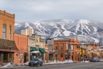 Steamboat Springs, CO downtown in winter