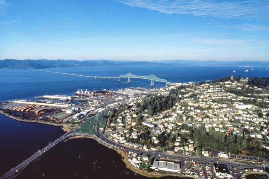Aerial view of Astoria, OR