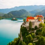 Historic palace on Lake Bled, Slovenia