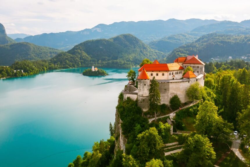 Historic palace on Lake Bled, Slovenia